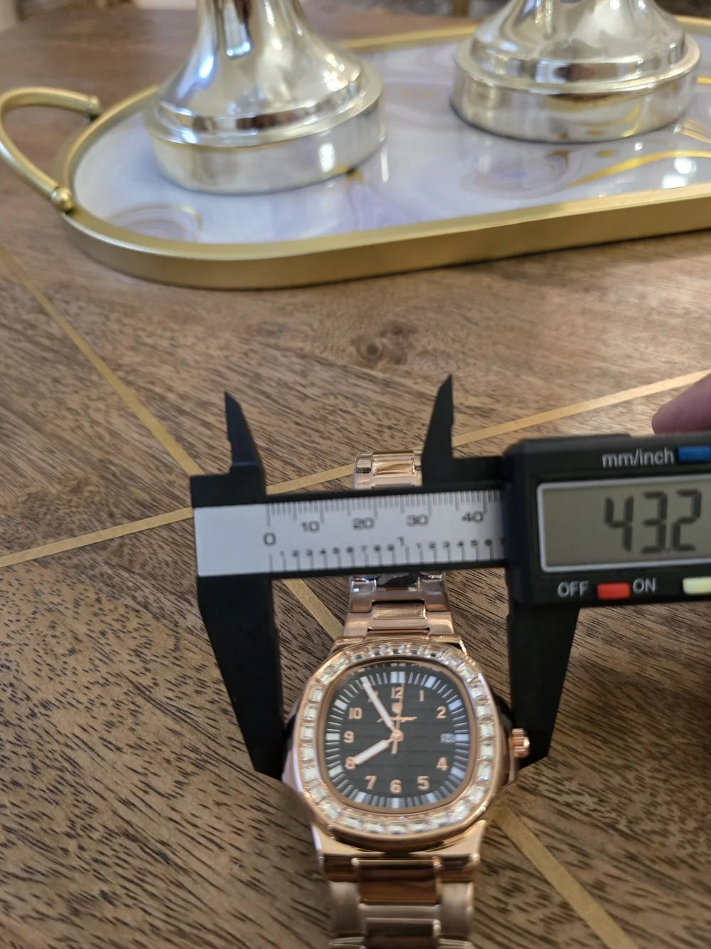 Rose Gold Men's Watch with Black Dial by -